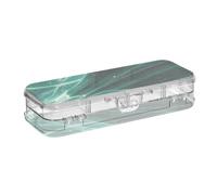 WDdZzyy Fake Glitter Marble Grain Navy Green Pencil Storage Box Clear Double Deck Transparent Pens Case Boxes for Kids with Snap-Tight Lid