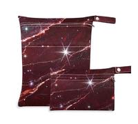 WDdZzyy Fake Glitter Marble Grain Red Zippered Bags for Swimmers 2 Pack Travel Essentials for Baby with Handles for Travel