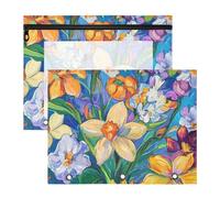 WDdZzyy Fall Flowers Orchid Blue Pencil Bags with Zipper 3 Hole Punch for 3 Rings Binder 2 Pack Teacher Classroom Supplies