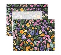 WDdZzyy Fall Flowers Orchid Lavender Hosta Black Binder with Smooth Zippers Pocket Folders for 3 Rings Binder 2 Pack Students Office