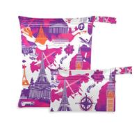 WDdZzyy Famous Architecture Reusable Gym Clothes Bag 2 Pack Diaper Bag Essential Items with Handles for Travel