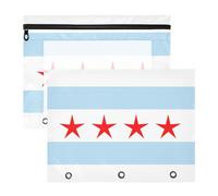 WDdZzyy Flag of Chicago Binder with Zipper 3 Rings Pocket for A4 Paper Letter 2 Pack Teacher Class
