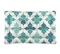 WDdZzyy Flat Geometric Pattern Quatrefoil Pattern Green Washable Pet Kennel Beds Soft Comfortable Anti-Slip Bottom for Large Jumbo Medium Small Dogs 36" x 24"