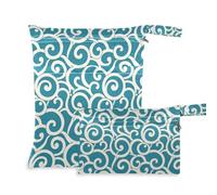 WDdZzyy Flat Geometric Pattern Vortex Teal Zippered Bag for Travel 2 Pack Diaper Bag Essential Items with Handles for Yoga