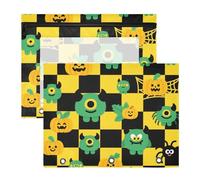 WDdZzyy Fluorescent Orange Black Checkered Halloween Monster Cosmetic Bag Clear Window 3 Hole Punch for A4 Paper Letter 2 Pack Teacher Storing School Students Teacher Supplies