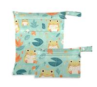 WDdZzyy Fresh Spring Cute Frogs Waterproof Bags for Swimmers 2 Pack Travel Essentials for Flying with Handles for Daycare