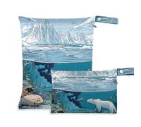 WDdZzyy Glaciers and Ocean Bear Waterproof Wet Diaper Bag 2 Pack Diaper Bag Essential Items with Handles for Travel
