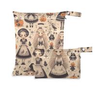 WDdZzyy Goth Yellow Halloween Doll Pumpkin Unique Zippered Bags for Beach 2 Pack Travel Essentials for Flying with Handles for Gym