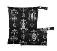 WDdZzyy Gothic Black Astrological Tarot Reusable Clothes Bag 2 Pack Travel Essentials for Baby with Handles for Yoga