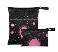 WDdZzyy Gothic Pink Planet Astrology Reusable Water Proof Bags 2 Pack Diaper Bag Essential Items with Handles for Travel