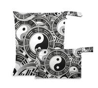 WDdZzyy Gray Tai Chi Bagua Formation Washable Bags for Wet 2 Pack Travel Essentials for Baby with Handles for Pool
