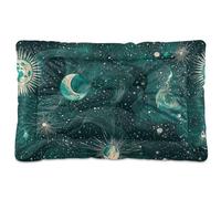 WDdZzyy Green Gold Tarot Astrology Moon Washable Dog Beds Crate Pad Soft Anti-Slip for Large Jumbo Medium Small Dogs 36" x 24"