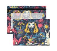 WDdZzyy Halloween Fun Witch Binder Pen Holder with Clear Window Rings Pencil case Big Capacity 2 PCS for Classroom School Office Supplies
