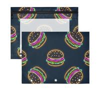 WDdZzyy Hamburg Colorful Neon Fluorescent Binder Sturdy Storage Bag for 3 Rings Binder 2 Pack Students Class