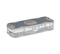 WDdZzyy Hamburg Colorful Neon Fluorescent Clear Pencil Plastic Box Double Deck Pens Case Boxes for Stationery Supplies with Lid