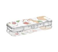 WDdZzyy Hamster Eats Food Cute Clear Pencil Box Plastic Double-Deck Large Pens Case for Kids with Snap-Tight Lid