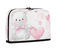 WDdZzyy Happy Day Bear Heart Peach Pencil Organizer Case Large Capacity Make Up Bags Stationery Pencil Case for Adolescentes Preppy School