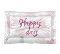 WDdZzyy Happy Day Bear Heart Peach Washable Dog Bed Mat Soft Comfortable Anti-Slip Bottom for Medium/Large Dogs 36" x 24"
