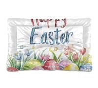 WDdZzyy Happy Easter Bunny Watercolor Eggs Washable Dog Sleeping Mattress Non-Slip Soft Comfortable for Large Jumbo Medium Small Dogs 36" x 24"