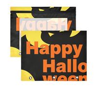 WDdZzyy Happy Halloween Bat Black Orange Binder Pencil Pouches Adorable Pocket Folders for 3 Rings Binder 2 Pack Teacher Art Supplies Storage