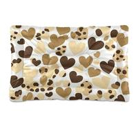 WDdZzyy Happy Valentine Cartoon Brown Leopard Heart Washable Dog Crate Mat Soft Anti-Slip for Large Jumbo Medium Small Dogs 36" x 24"
