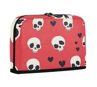 WDdZzyy Happy Valentine Cartoon Heart Cartoon Skull Red Pencil Pen Case Large Capacity Makeup Bags Sturdy Stationery Bag for Boys Preppy School Supplies