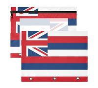 WDdZzyy Hawaii State Flag Hawaiian Hi Pencil Box Portable 3 Hole Pocket for A4 Paper Letter 2 Pack Students Class