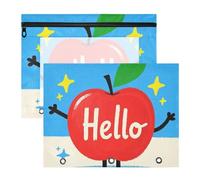 WDdZzyy Hello Cartoon Cute Red Fruit Binder Pouches with Zipper Pocket Folders for A4 Paper Letter 2 Pack Students Office