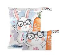 WDdZzyy Hello Easter Cartoon White Rabbit Orange Carrot prop1 Dry Bags 2 Pack Diaper Bag Essential Items with Handles for Bathing