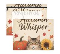 WDdZzyy Hello Fall Autumn Cat Pumpkin Sunflower Pencil Cases with 3 Reinforced Grommets Pocket Folders for A4 Paper Letter 2 Pack Students Classroom Supplies
