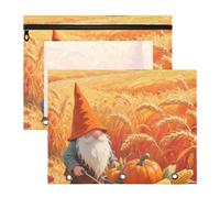WDdZzyy Hello Fall Autumn Harvest Dwarfs Pencil Cases Multi-Purpose 3 Rings Pocket for A4 Paper Letter 2 Pack Students Classroom Supplies