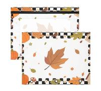 WDdZzyy Hello Fall Autumn Pumpkin Checkered Plaid Binder Pencil poucheses Sturdy Pocket Folders for A4 Paper Letter 2 Pack Students Class