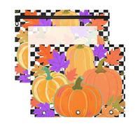 WDdZzyy Hello Fall Autumn Pumpkin Checkered Plaid Pencil Case Portable 3 Hole Pocket for A4 Paper Letter 2 Pack Students Storing School Students Teacher Supplies