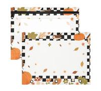 WDdZzyy Hello Fall Autumn Pumpkin Checkered Plaid Pencil Case with Smooth Zippers Pen Holder Case for A4 Paper Letter 2 Pack Students College Supplies