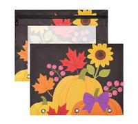 WDdZzyy Hello Fall Autumn Pumpkin Flower Pencil Box Sturdy 3 Hole Pocket for A4 Paper Letter 2 Pack Students Back to School