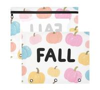 WDdZzyy Hello Fall Autumn Pumpkin Pencil Pouches Adorable 3 Hole Pocket for A4 Paper Letter 2 Pack Students Class