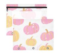 WDdZzyy Hello Fall Autumn Pumpkin White Pencil Pouches Clear Window 3 Rings Pocket for A4 Paper Letter 2 Pack Students Class
