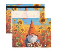 WDdZzyy Hello Fall Autumn Sunflower Dwarf Cosmetic Bag Adorable Plastic File Folder for A4 Paper Letter 2 Pack Students School Supplies