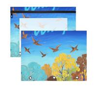 WDdZzyy Hello Fall Autumn Tree Bird Blue Pencil Box 3-Holes Pocket Folders for A4 Paper Letter 2 Pack Students College Supplies