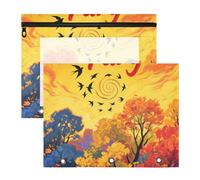 WDdZzyy Hello Fall Autumn Tree Bird Orange Pencil Pouches Adorable 3 Hole Punch for 3 Rings Binder 2 Pack Students Home