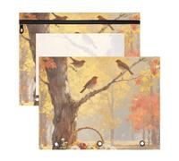 WDdZzyy Hello Fall Autumn Tree Fruit Binder Clear Storage Bag for A4 Paper Letter 2 Pack Teacher Office