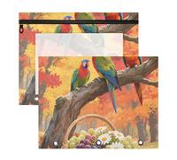 WDdZzyy Hello Fall Autumn Tree Fruit Parrot Binder Pencil poucheses Clear Pocket Folders for 3 Rings Binder 2 Pack Teacher Art Supplies Storage
