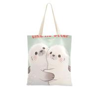 WDdZzyy I Love You Like No Otter Canvas Grocery Bag for Women With Pockets With Handles Reusable Tote Bags Bulk Beach Gifts