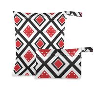 WDdZzyy Japan Argyle Pattern Red Black Reusable Laundry Bag 2 Pack Wet Bag for Swimsuit with Handles for Pool