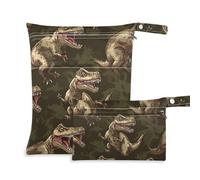 WDdZzyy Jungle Animal Dinosaur Zippered Wet Diaper Bag 2 Pack Travel Essentials for Flying with Handles for Travel