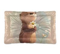 WDdZzyy Khaki Otter Washable Pet Bed Mat Soft Comfortable Anti-Slip Bottom for Medium/Large Dogs 36" x 24"