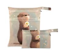 WDdZzyy Khaki Otter Washable Wet Bags 2 Pack Diaper Bag Essential Items with Handles for Beach