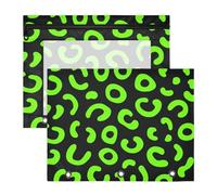 WDdZzyy Leopard Pattern Neon Green Black Pencil Case Clear Window Plastic File Folder for 3 Rings Binder 2 Pack Students School Supplies