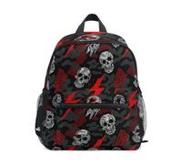WDdZzyy Lightning Skull Red Black toddler boy backpack for 3 year old drawstring bookbags with name tag for 4 year old