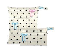 WDdZzyy Lovely Blue and Pink Love Plaid Washable Wet Bag Baby 2 Pack Wet Bag for Swimsuit with Handles for Baby Diapers